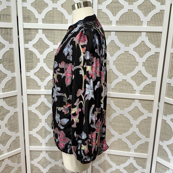 Tolani Melany Velvet Burnout Blouse Womens M* Black Floral Artsy Boho Whimsigoth - Picture 6 of 16